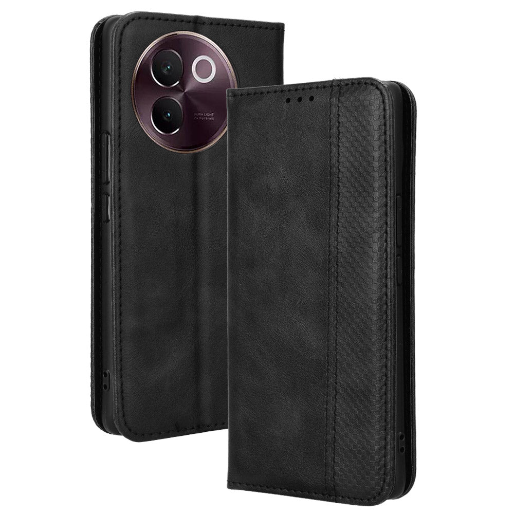 For vivo V30e 5G / V40 Lite 5G Cover Magnetic Closure Wallet Stand Wholesale Phone Case - Black
