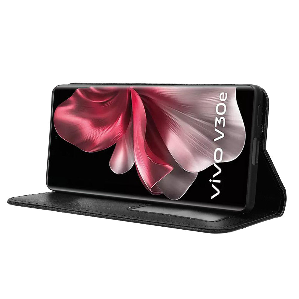 For vivo V30e 5G / V40 Lite 5G Cover Magnetic Closure Wallet Stand Wholesale Phone Case - Black