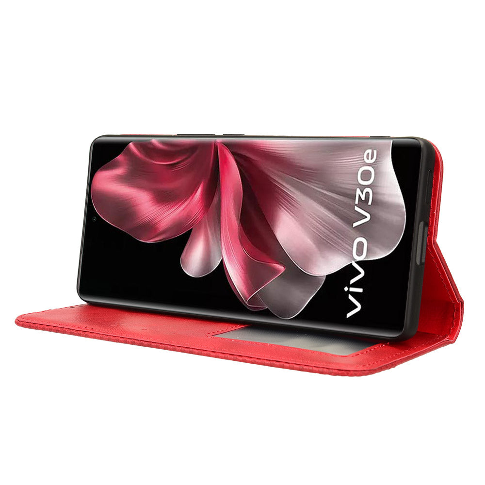 For vivo V30e 5G / V40 Lite 5G Cover Magnetic Closure Wallet Stand Wholesale Phone Case - Red