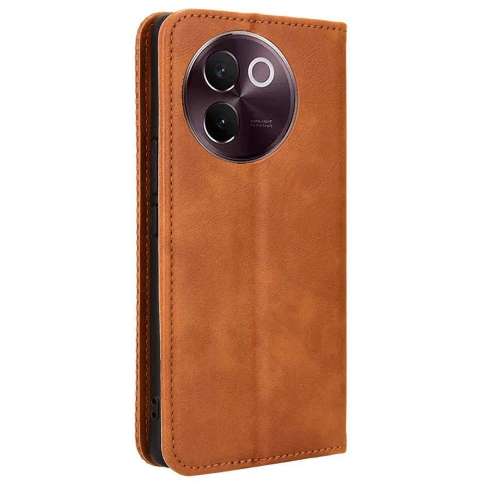For vivo V30e 5G / V40 Lite 5G Cover Magnetic Closure Wallet Stand Wholesale Phone Case - Brown