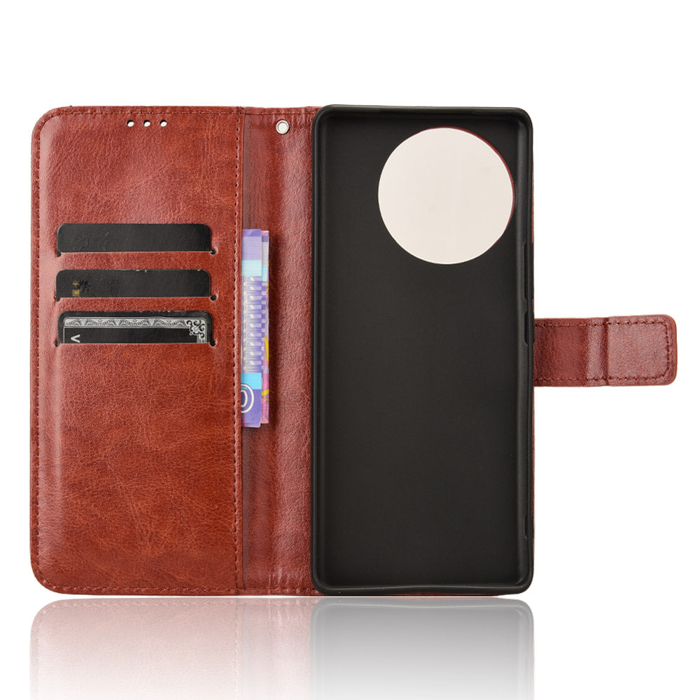 For vivo V30e 5G / V40 Lite 5G Case PU Leather Crazy Horse Texture Full Body Protective Phone Cover - Brown