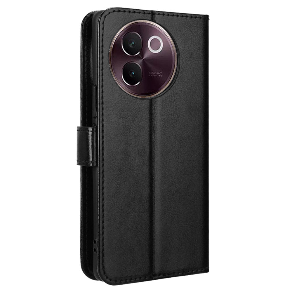 For vivo V30e 5G / V40 Lite 5G Case PU Leather Crazy Horse Texture Full Body Protective Phone Cover - Black