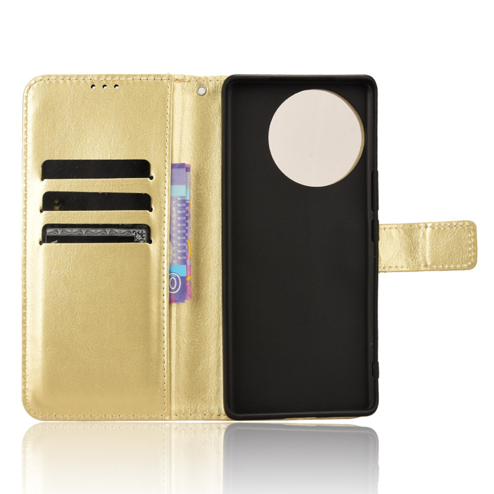 For vivo V30e 5G / V40 Lite 5G Case PU Leather Crazy Horse Texture Full Body Protective Phone Cover - Gold