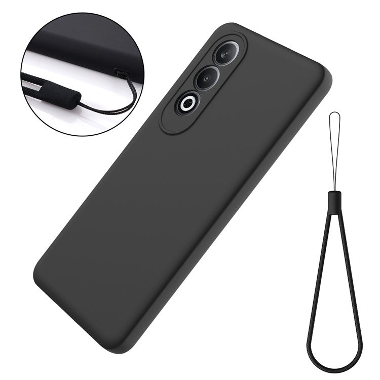 For OnePlus Nord CE4 5G Case Slim-Fit Liquid Silicone Protective Back Cover with Hand Strap - Black
