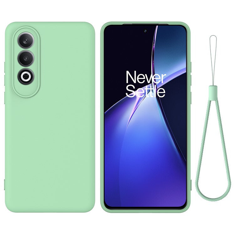 For OnePlus Nord CE4 5G Case Slim-Fit Liquid Silicone Protective Back Cover with Hand Strap - Green