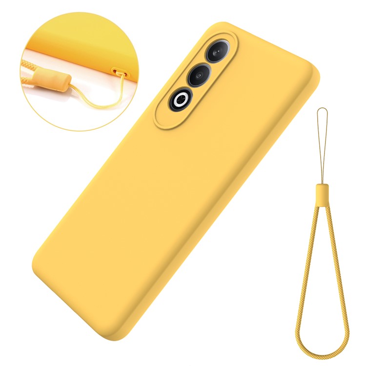 For OnePlus Nord CE4 5G Case Slim-Fit Liquid Silicone Protective Back Cover with Hand Strap - Yellow