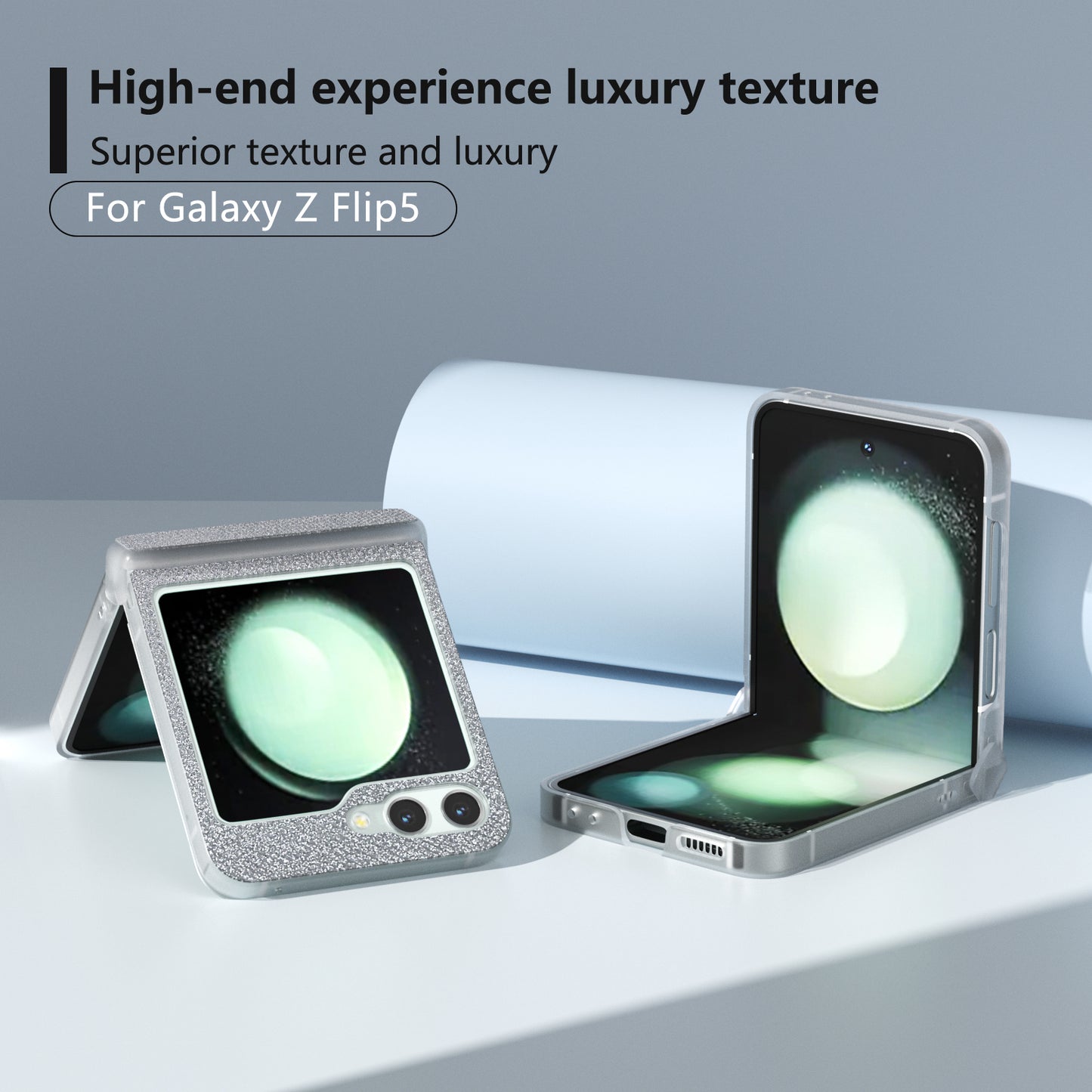 For Samsung Galaxy Z Flip6 5G Case Rhinestone Texture Leather+PC Protective Phone Cover - Silver