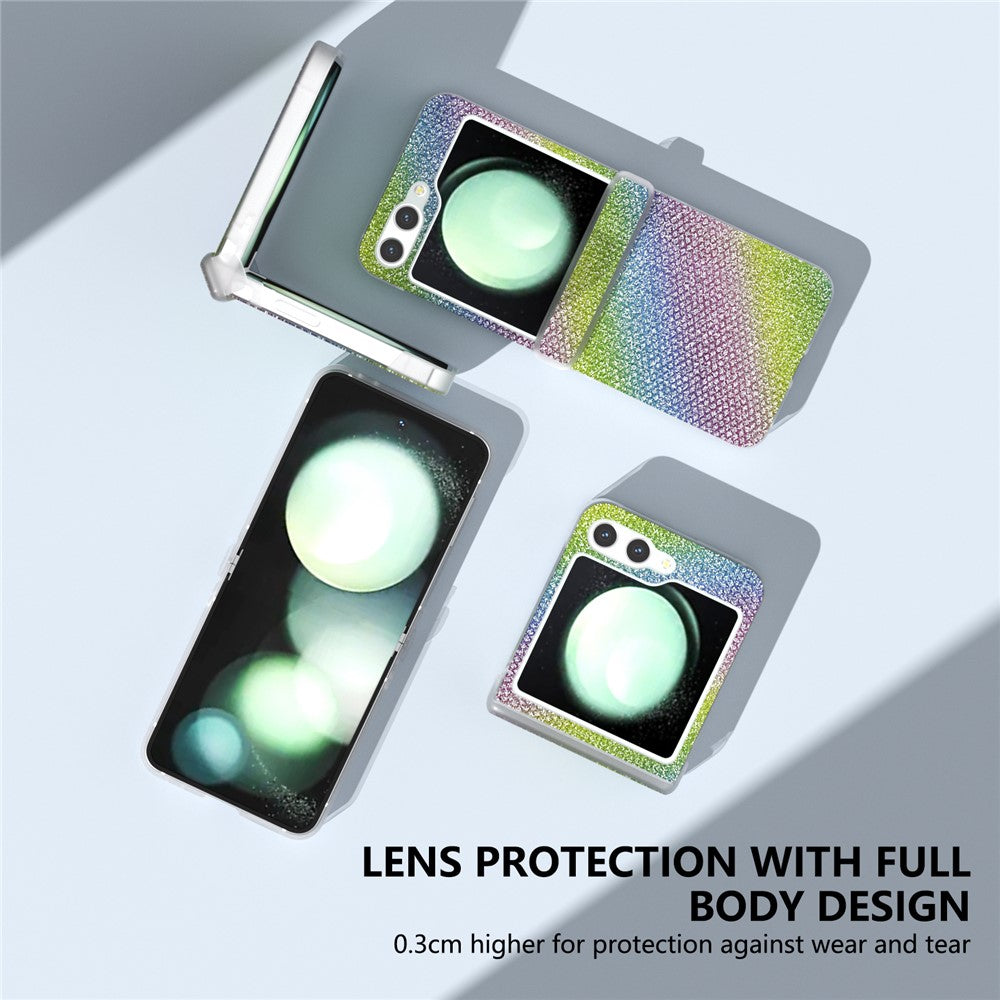 For Samsung Galaxy Z Flip7 FE 5G / Z Flip6 5G Case Rhinestone Texture Leather+PC Protective Phone Cover - Multi-color