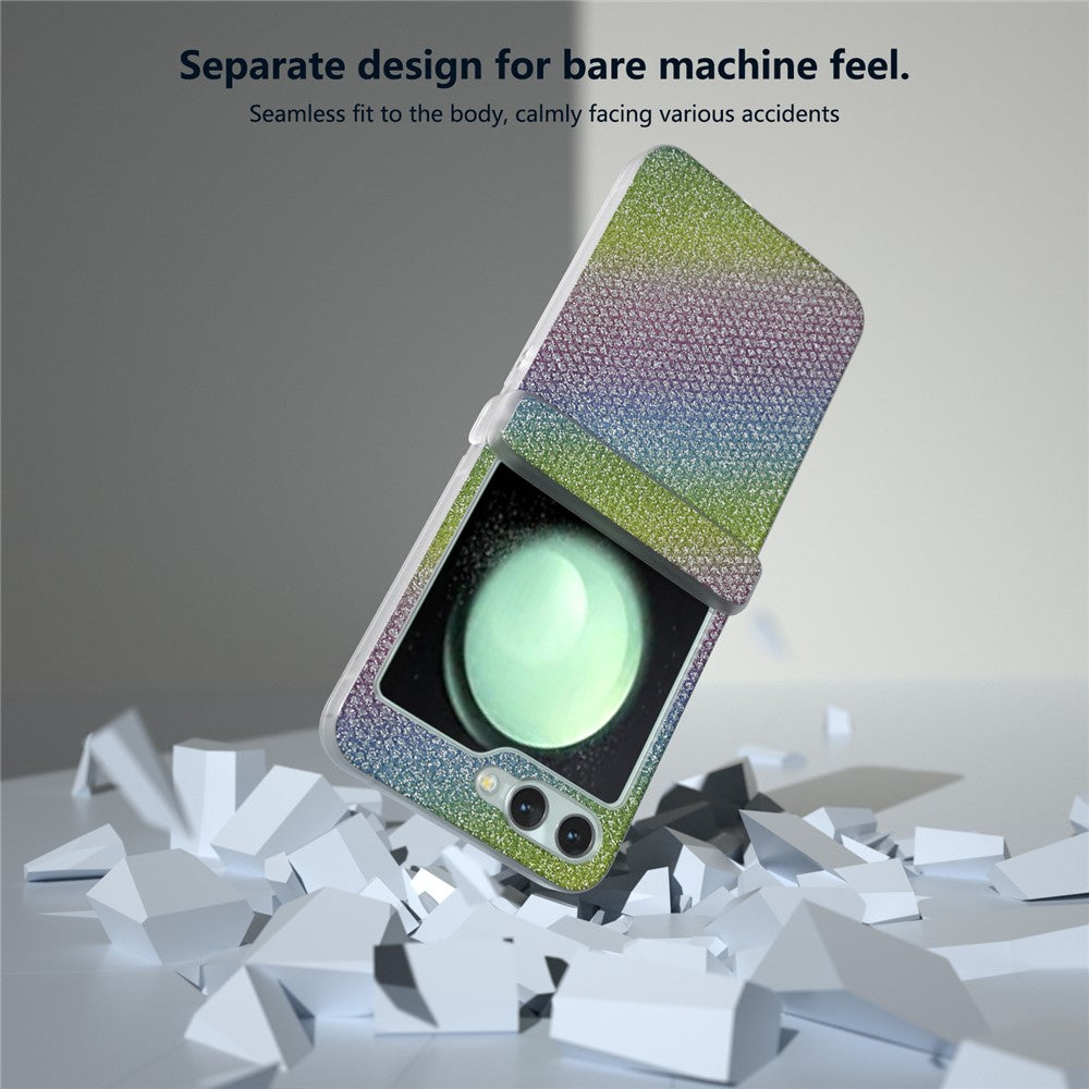 For Samsung Galaxy Z Flip7 FE 5G / Z Flip6 5G Case Rhinestone Texture Leather+PC Protective Phone Cover - Multi-color