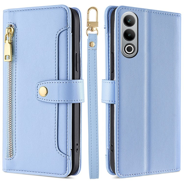 For OnePlus Nord CE4 5G Case Shock-Absorbent Leather Phone Cover with Zipper Wallet - Blue