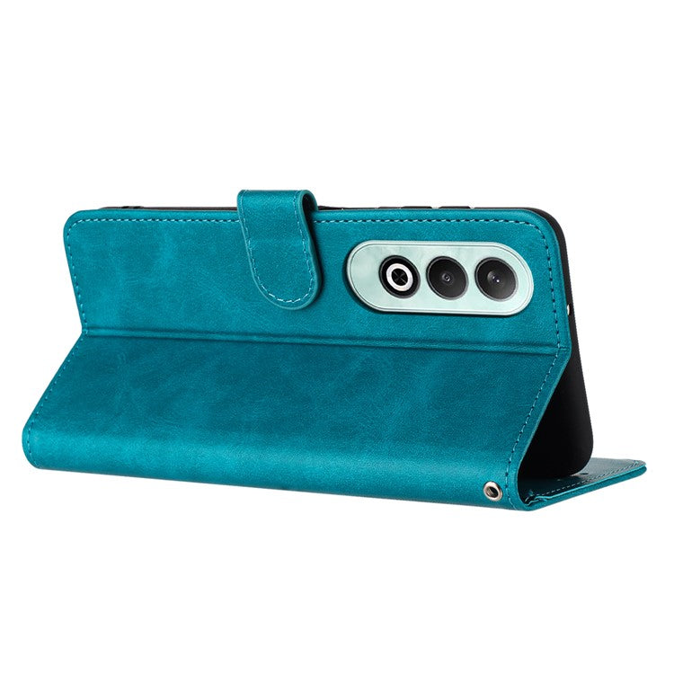 For OnePlus Nord CE4 5G Folio Flip Leather Wallet Cell Phone Case Fall Proof Cover with Strap - Green