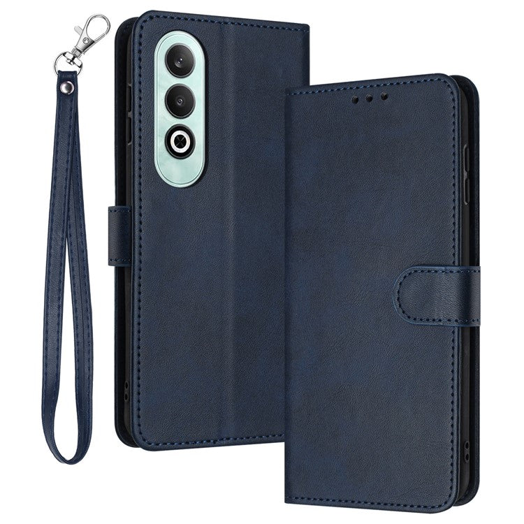 For OnePlus Nord CE4 5G Folio Flip Leather Wallet Cell Phone Case Fall Proof Cover with Strap - Sapphire