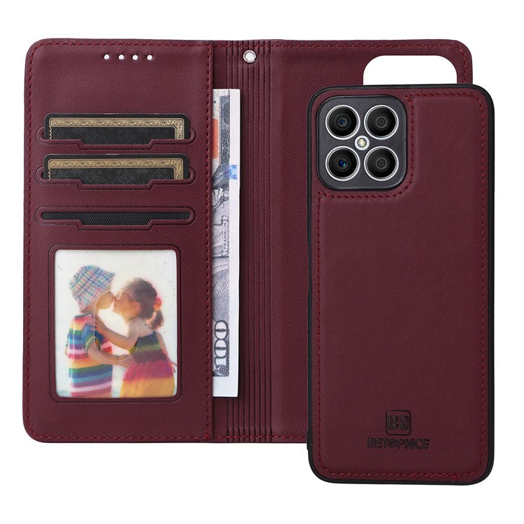 BETOPNICE 005 For Honor X8 4G / X30i / Play6T Pro Leather Case Wallet Detachable Magnetic Phone Cover - Wine Red
