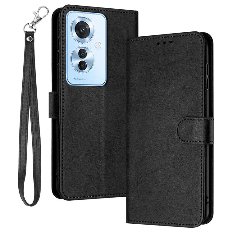 Leather Wallet for Oppo Reno11 F 5G / F25 Pro 5G Case Anti-Fingerprint Phone Cover - Black