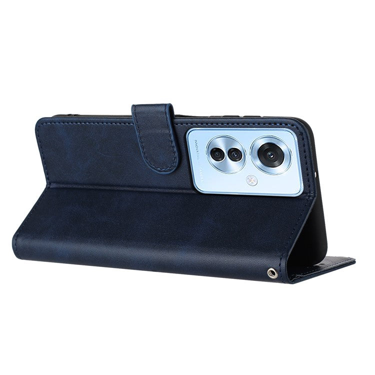Leather Wallet for Oppo Reno11 F 5G / F25 Pro 5G Case Anti-fingerprint Phone Cover - Sapphire