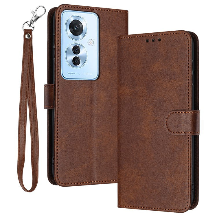 Leather Wallet for Oppo Reno11 F 5G / F25 Pro 5G Case Anti-fingerprint Phone Cover - Brown