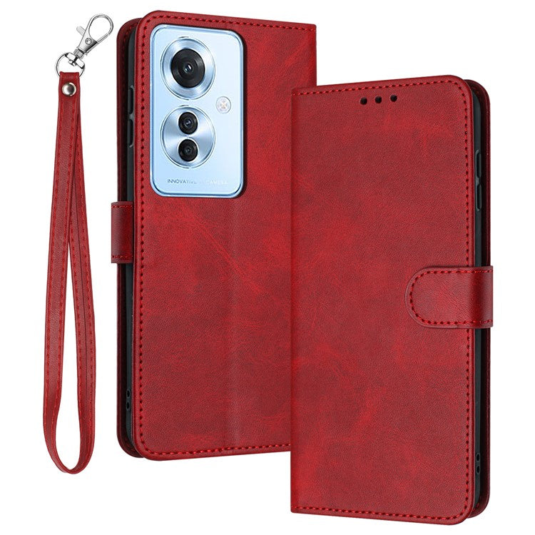 Leather Wallet for Oppo Reno11 F 5G / F25 Pro 5G Case Anti-fingerprint Phone Cover - Red