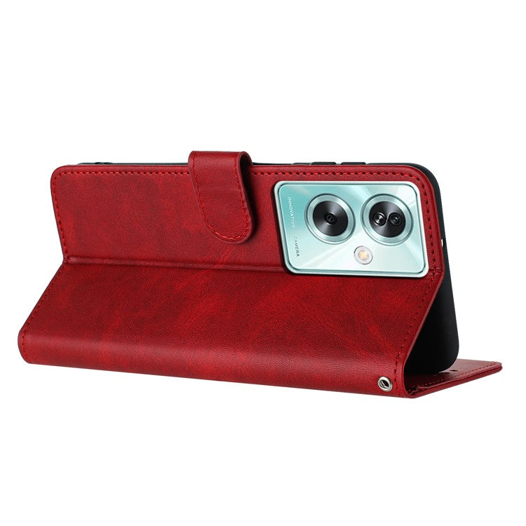 For OnePlus Nord N30 SE 5G / Oppo A79 5G / A2 5G PU Leather Case Folding Stand Wallet Anti-Fall Phone Cover - Red
