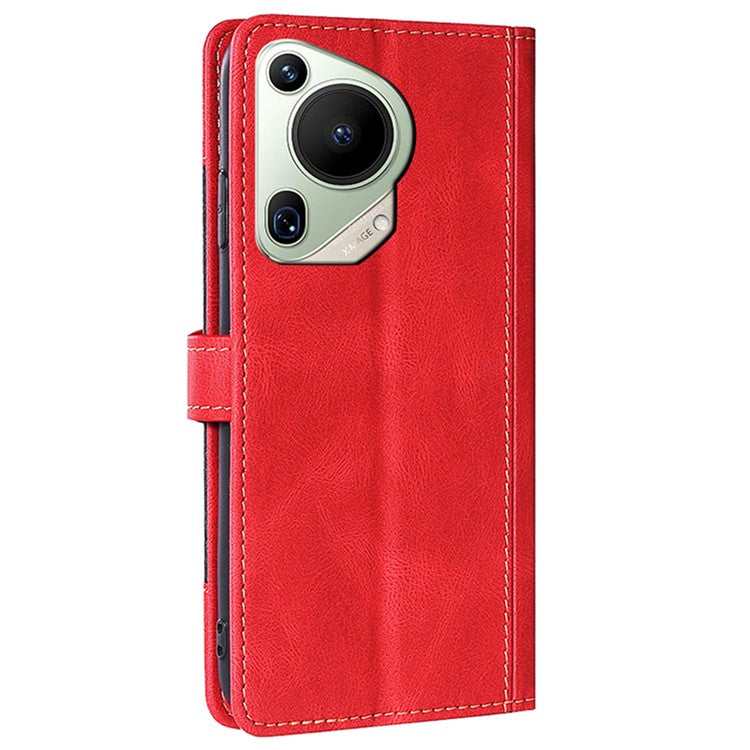 For Huawei Pura 70 Ultra Case Leather Stand Phone Cover Skin Touch Feeling Phone Shell - Red