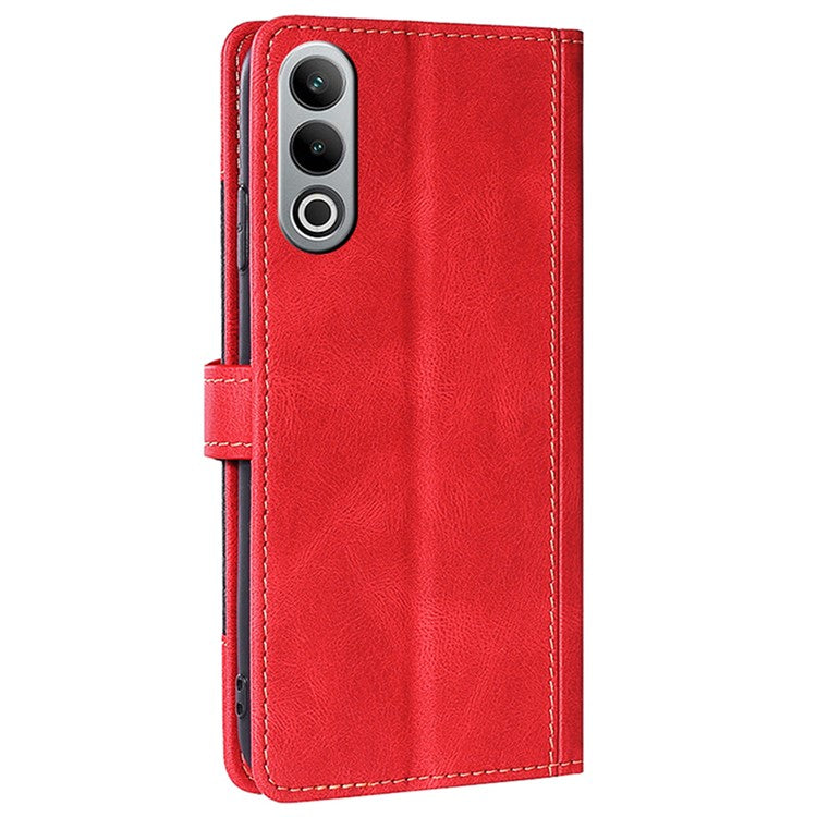 For OnePlus Nord CE4 5G Case Stand PU Leather Skin Touch Feeling Phone Cover - Red