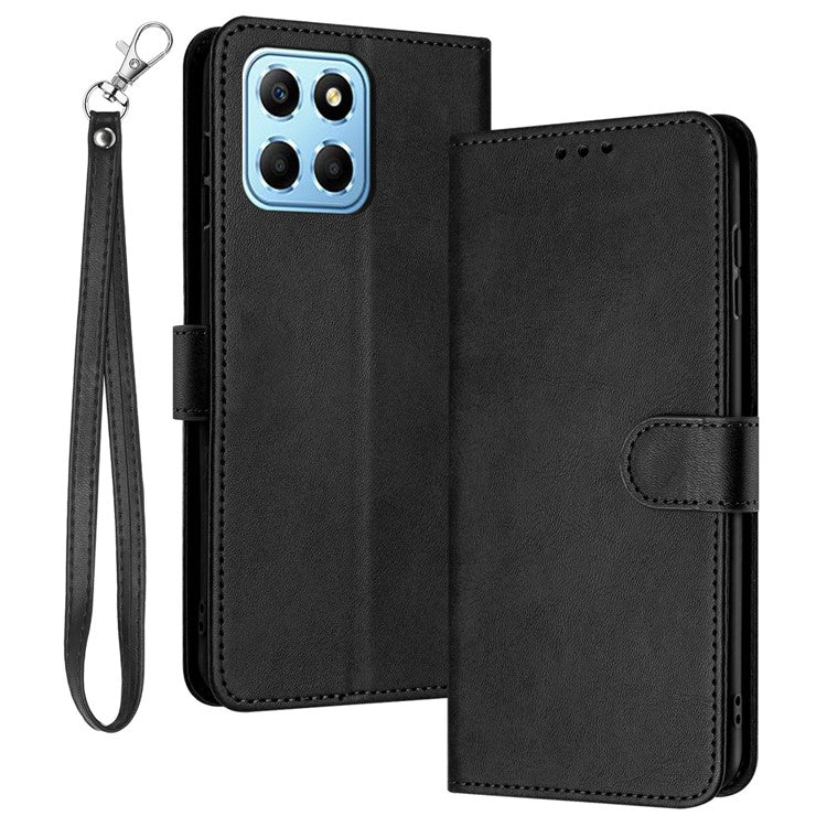 Leather Phone Cases for Honor X8 5G / Play6C 4G / X6 4G / X6s 4G / 70 Lite 5G Wholesale Calf Texture Cover - Black
