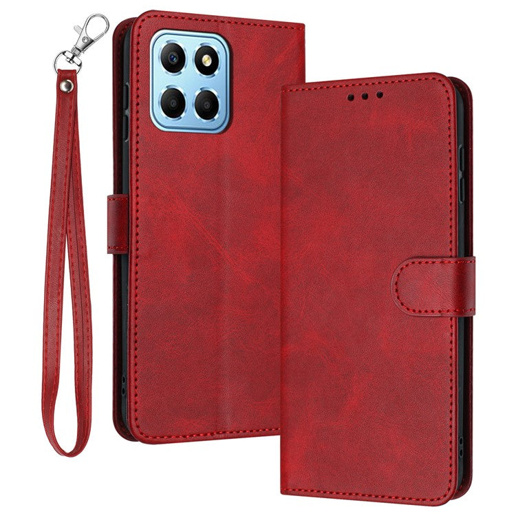 Leather Phone Cases for Honor X8 5G / Play6C 4G / X6 4G / X6s 4G / 70 Lite 5G Wholesale Calf Texture Cover - Red