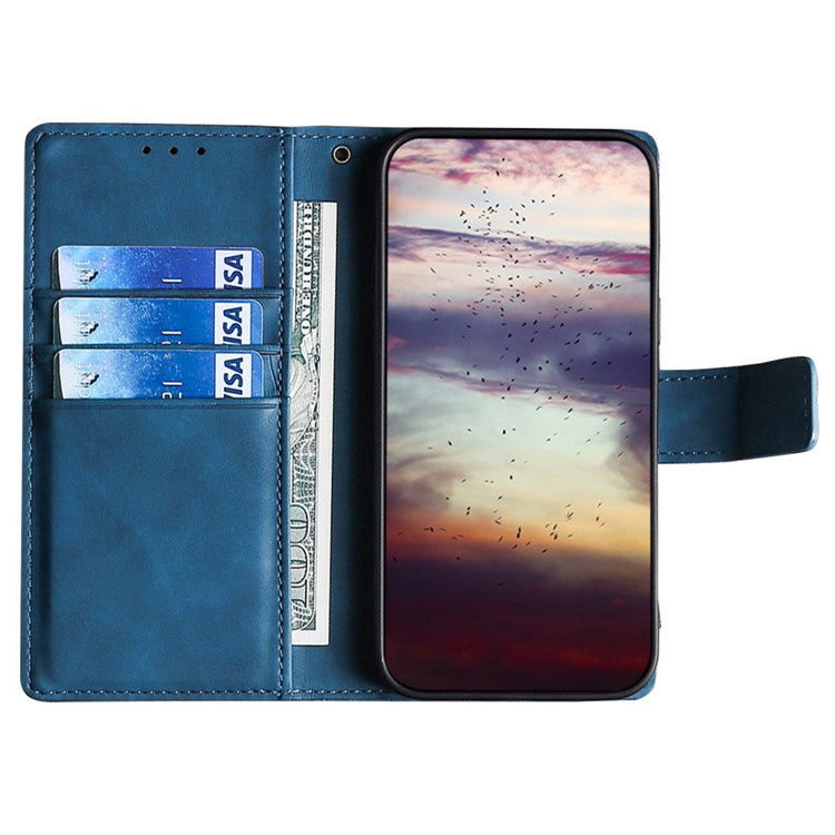 For Samsung Galaxy M55 5G / C55 5G / F55 5G Case Crocodile Texture Flip Stand Phone Protector with Magnetic Clasp - Blue