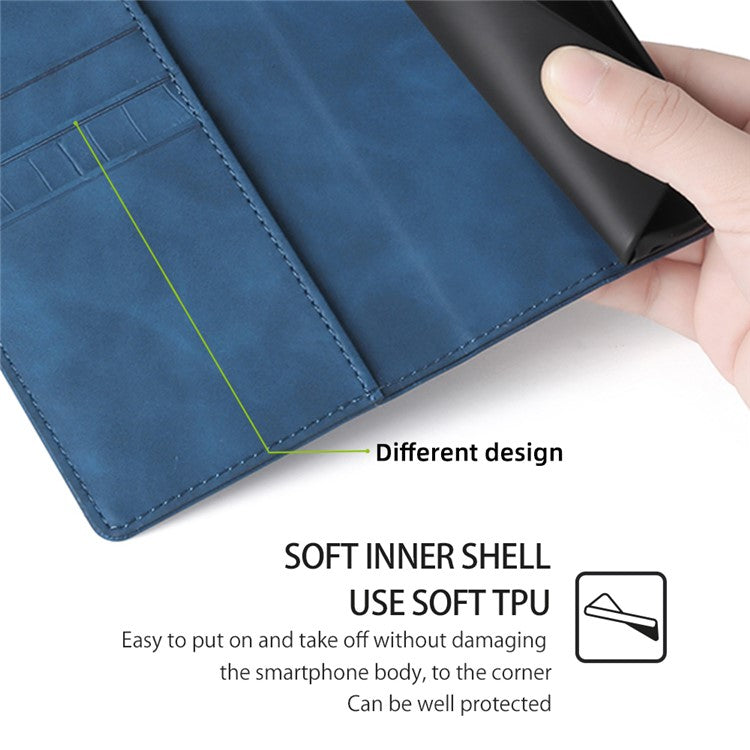 For Samsung Galaxy M55 5G / C55 5G / F55 5G Case Crocodile Texture Flip Stand Phone Protector with Magnetic Clasp - Blue