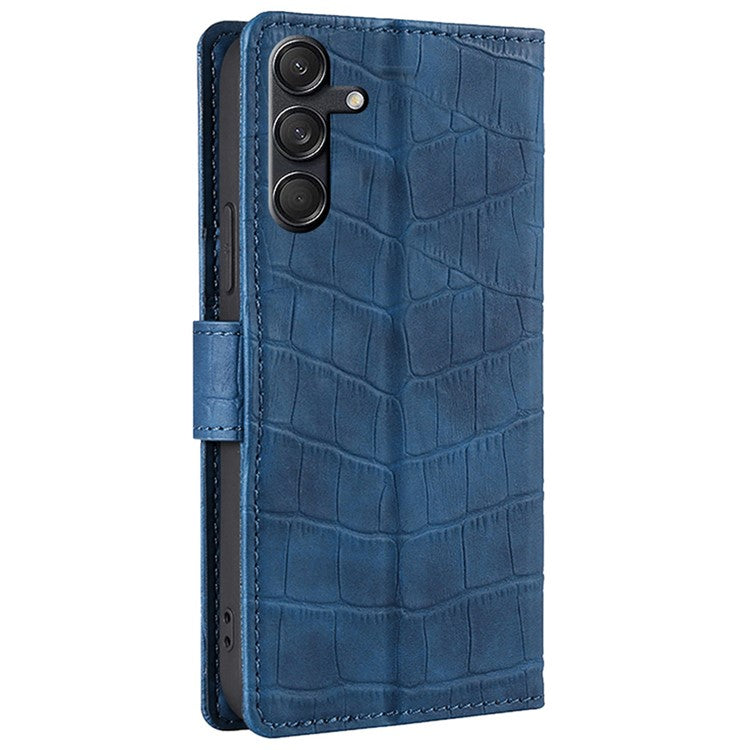 For Samsung Galaxy M55 5G / C55 5G / F55 5G Case Crocodile Texture Flip Stand Phone Protector with Magnetic Clasp - Blue