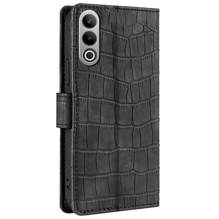 For OnePlus Nord CE4 5G Phone Case Crocodile Texture Skin-Touch Leather Wallet Cover - Black
