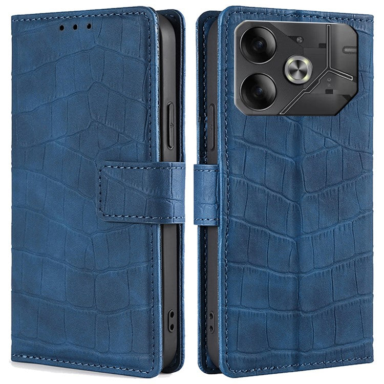 For TECNO Pova 6 5G Cell Phone Cases Leather Crocodile Texture Card Slots Cover - Blue
