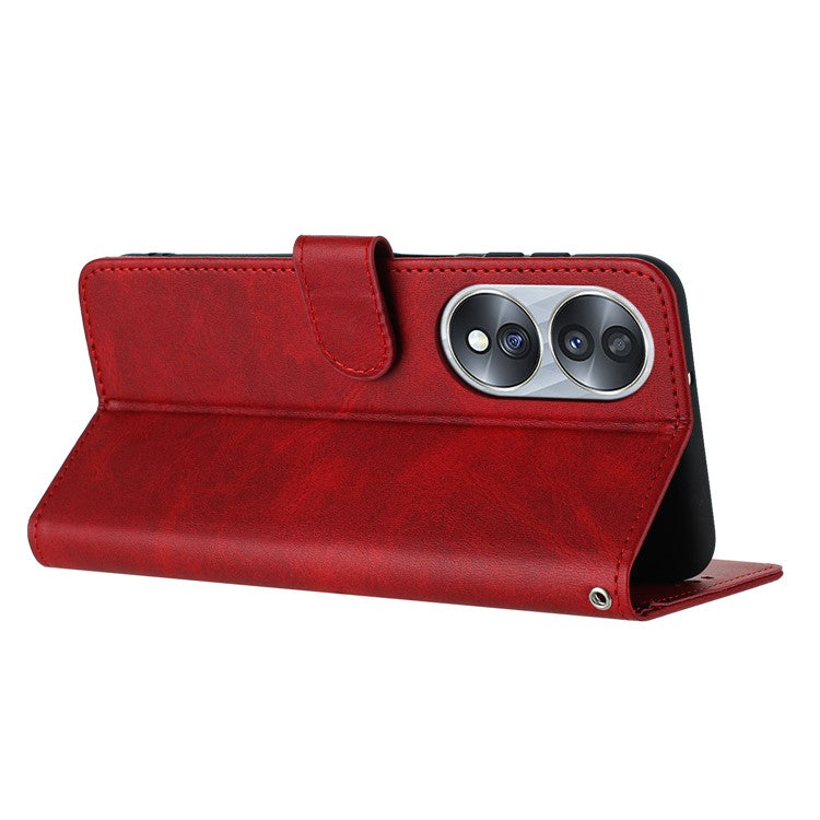 Leather Phone Cases for Honor 70 5G Wholesale Wallet Stand Calf Texture Fall-proof Cover - Red