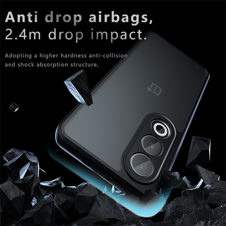 For OnePlus Ace 3V 5G Cell Phone Cases TPU+PC Matte Non-Slip Cover - Transparent Black