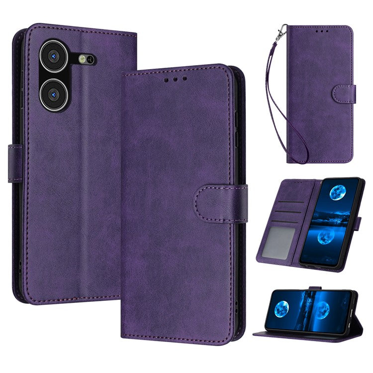 Stand Case for TECNO Pova 5 4G Anti-Scratch PU Leather Phone Cover with Strap - Purple