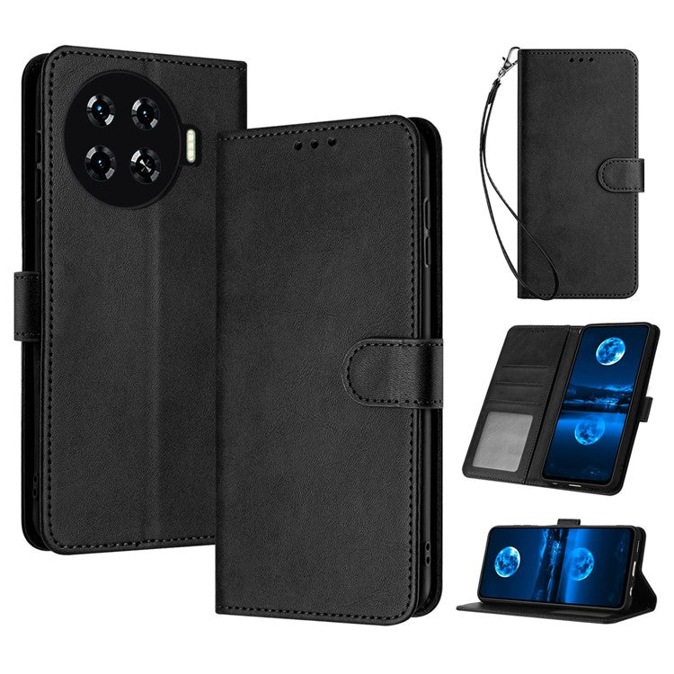 For TECNO Spark 20 Pro+ Phone Case Leather+TPU Stand Cover Wholesale Cell Phone Accessories - Black