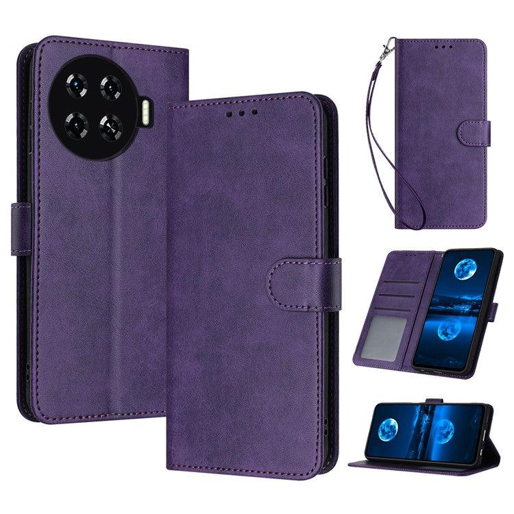 For TECNO Spark 20 Pro+ Phone Case Leather+TPU Stand Cover Wholesale Cell Phone Accessories - Purple