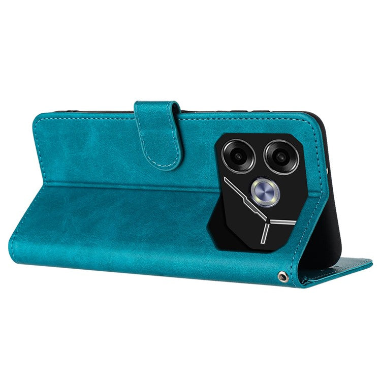 For TECNO Pova 6 5G Case Fall Proof PU Leather Phone Cover with Strap - Green