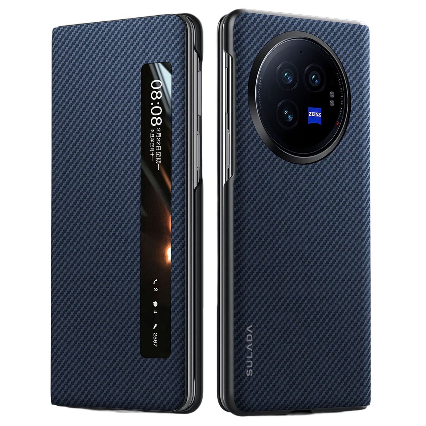 SULADA For vivo X Fold3 Case View Window Leather+PC Phone Cover - Blue