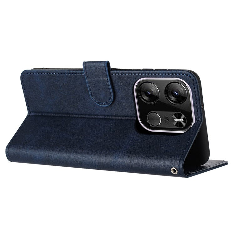For TECNO Spark Go 2023 4G / Pop 7 Pro 4G / Pop 7 / Infinix Smart 7 (India) 4G / Smart 7 / Smart 7 HD Calf Texture Leather Case - Sapphire
