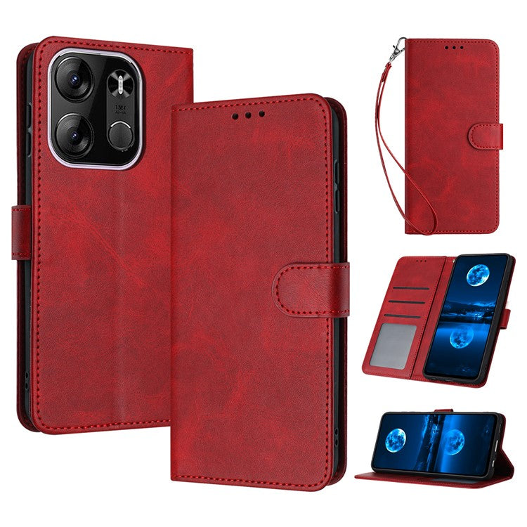 For TECNO Spark Go 2023 4G / Pop 7 Pro 4G / Pop 7 / Infinix Smart 7 (India) 4G / Smart 7 / Smart 7 HD Calf Texture Leather Case - Red