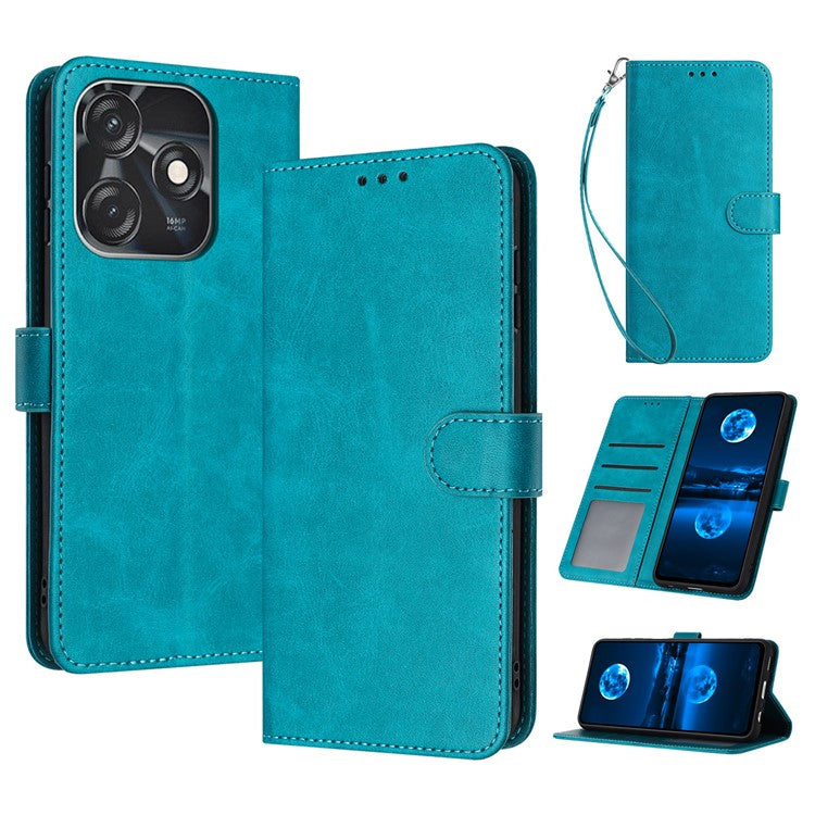 For TECNO Spark 10 4G / 10C 4G Case Leather Drop Protection Folding Stand Phone Cover - Green