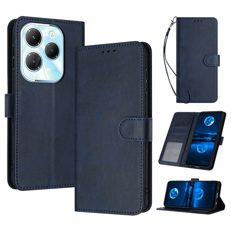 For TECNO Spark 20 Pro / Infinix Hot 40 / Hot 40 Pro Case Folding Stand Leather Wallet Phone Cover - Sapphire