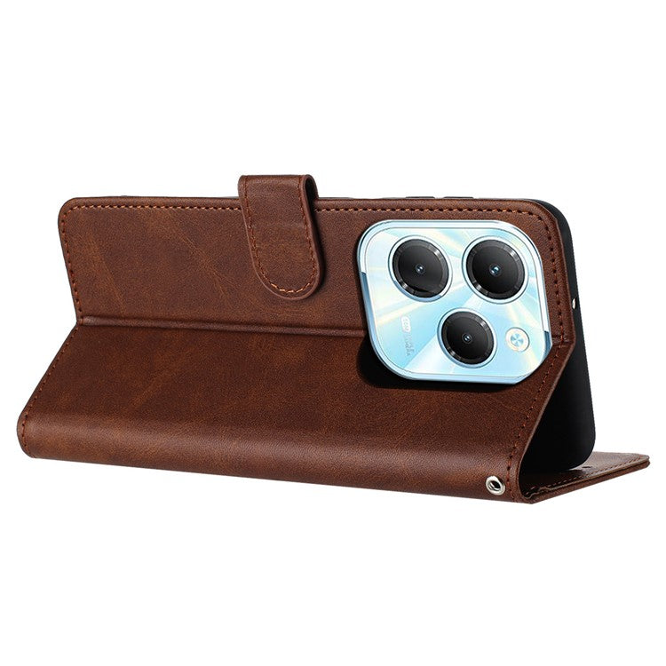 For TECNO Spark 20 Pro / Infinix Hot 40 / Hot 40 Pro Case Folding Stand Leather Wallet Phone Cover - Brown