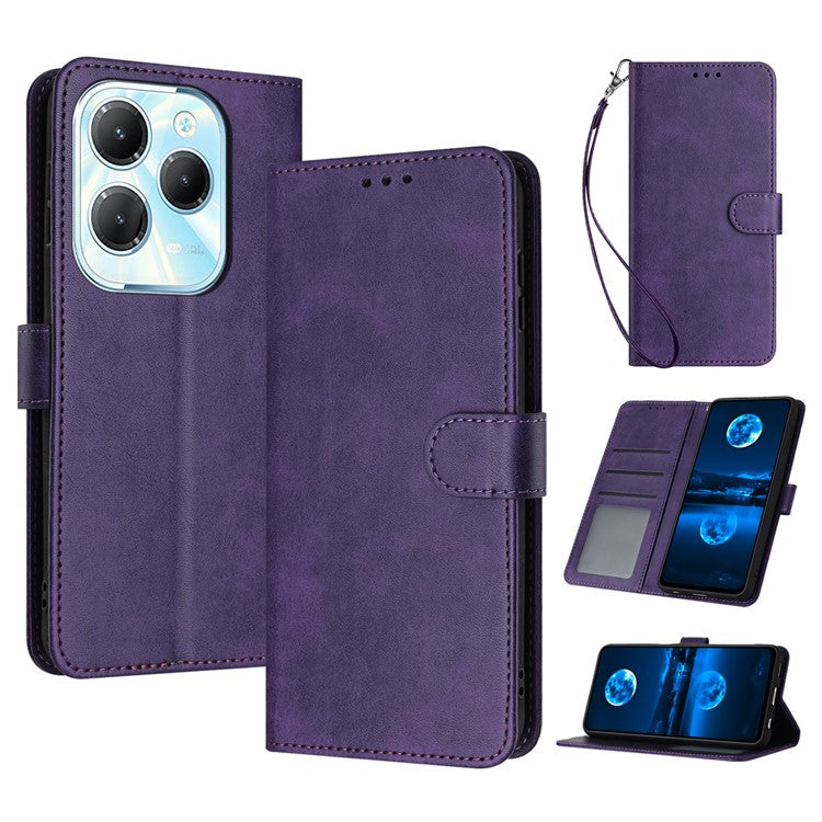 For TECNO Spark 20 Pro / Infinix Hot 40 / Hot 40 Pro Case Folding Stand Leather Wallet Phone Cover - Purple