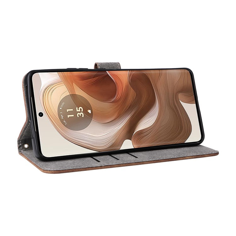 For Motorola Edge 50 Ultra 5G / Moto X50 Ultra 5G Phone Case Wallet PU Leather Flip Cover with RFID Blocking - Brown