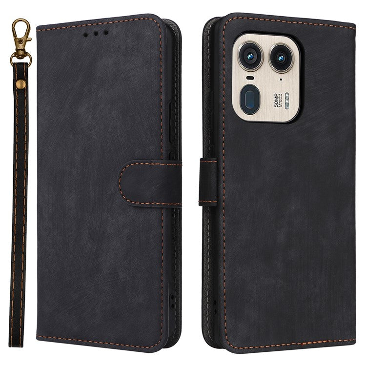 For Motorola Edge 50 Ultra 5G / Moto X50 Ultra 5G Phone Case Wallet PU Leather Flip Cover with RFID Blocking - Black