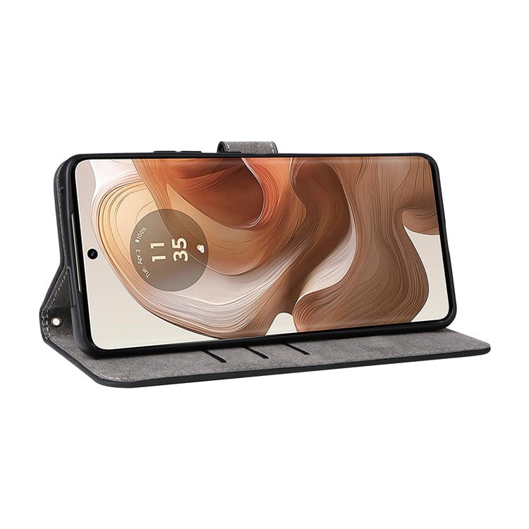 For Motorola Edge 50 Ultra 5G / Moto X50 Ultra 5G Phone Case Wallet PU Leather Flip Cover with RFID Blocking - Black