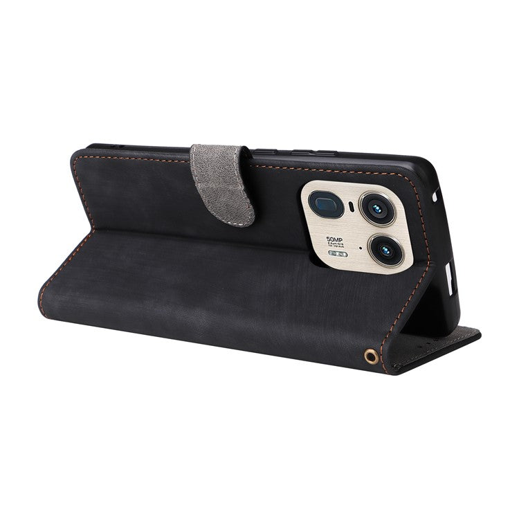 For Motorola Edge 50 Ultra 5G / Moto X50 Ultra 5G Phone Case Wallet PU Leather Flip Cover with RFID Blocking - Black