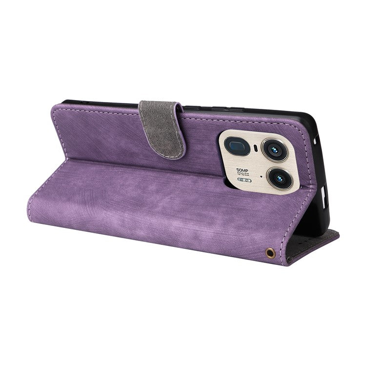 For Motorola Edge 50 Ultra 5G / Moto X50 Ultra 5G Phone Case Wallet PU Leather Flip Cover with RFID Blocking - Purple