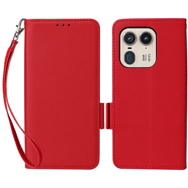 For Motorola Edge 50 Ultra 5G / Moto X50 Ultra 5G Case Wallet Stand Litchi Texture Leather Flip Phone Cover - Red